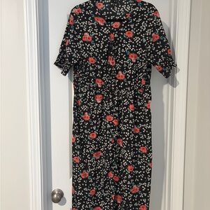 Floral Black Midi Dress
